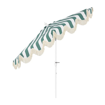 Beverly 9 ft. Designer Classic Scalloped Fringe Half Market Patio Umbrella